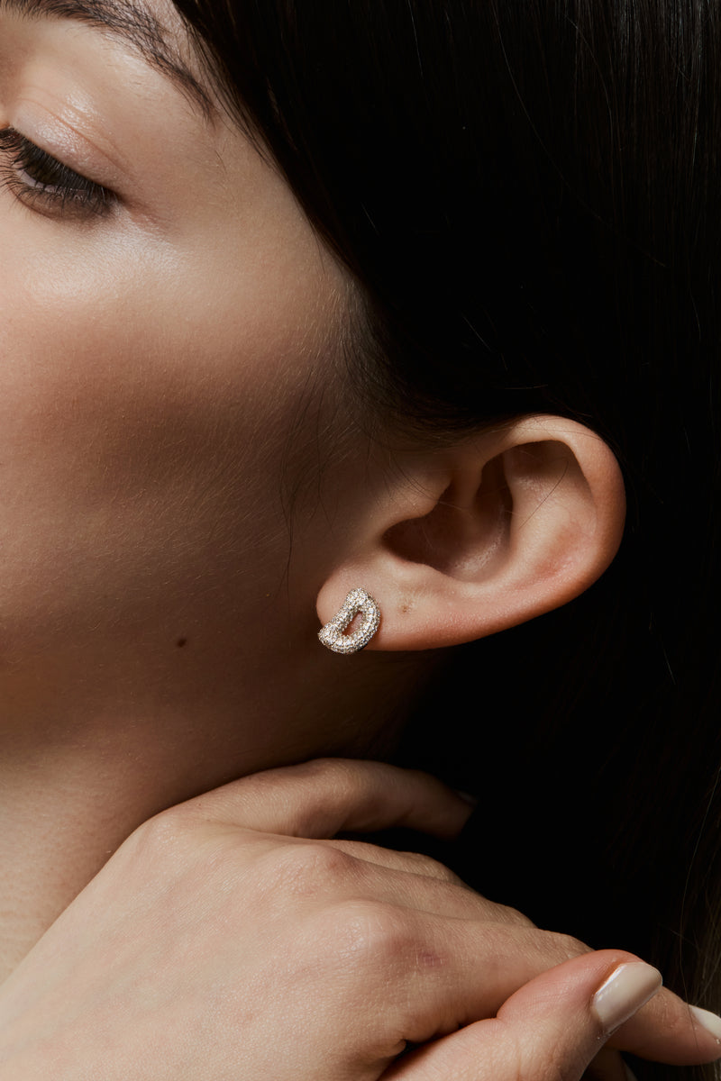 Pave Dome Letter D Earring - PRMAL