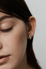 Pave Dome Letter F Earring - PRMAL