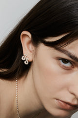 Pave Dome Letter Earring