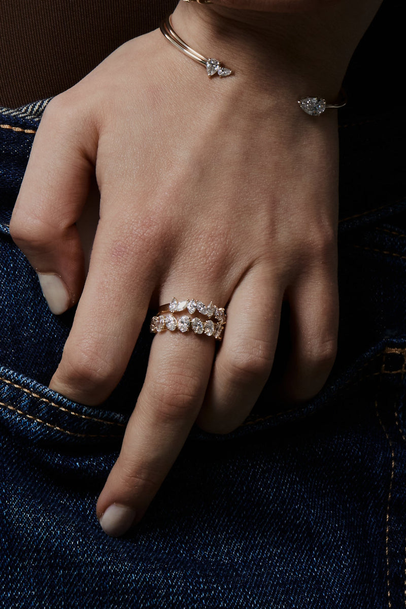 Oval Half Eternity Ring - PRMAL