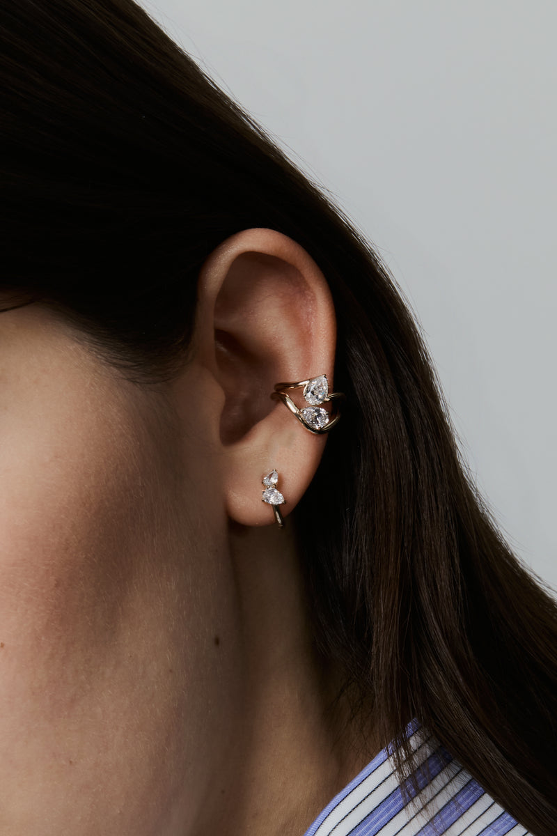 Duo Pear Hoop Earring - PRMAL