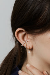 0.3ct Oval Diamond Hoop Charm - PRMAL