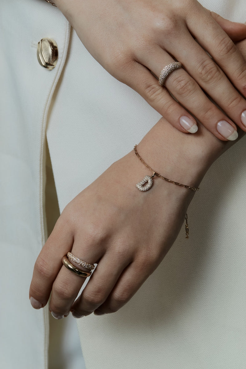 Pave Dome Letter B Bracelet - PRMAL