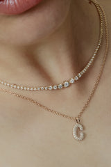 Pave Dome Letter B Necklace - PRMAL