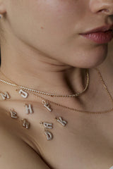 Pave Dome Letter B Necklace - PRMAL
