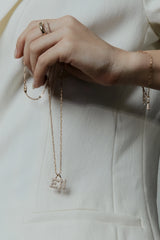 Pave Dome Letter B Necklace - PRMAL