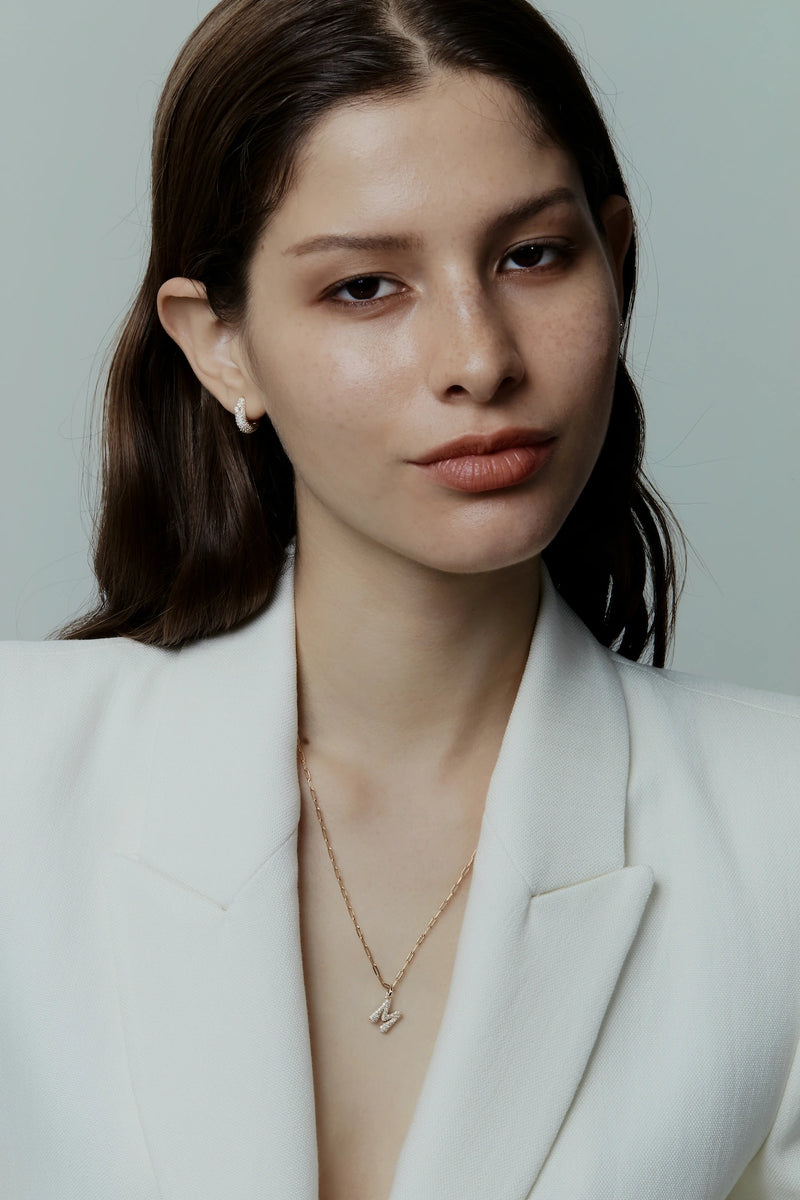 Pave Dome Letter B Necklace - PRMAL