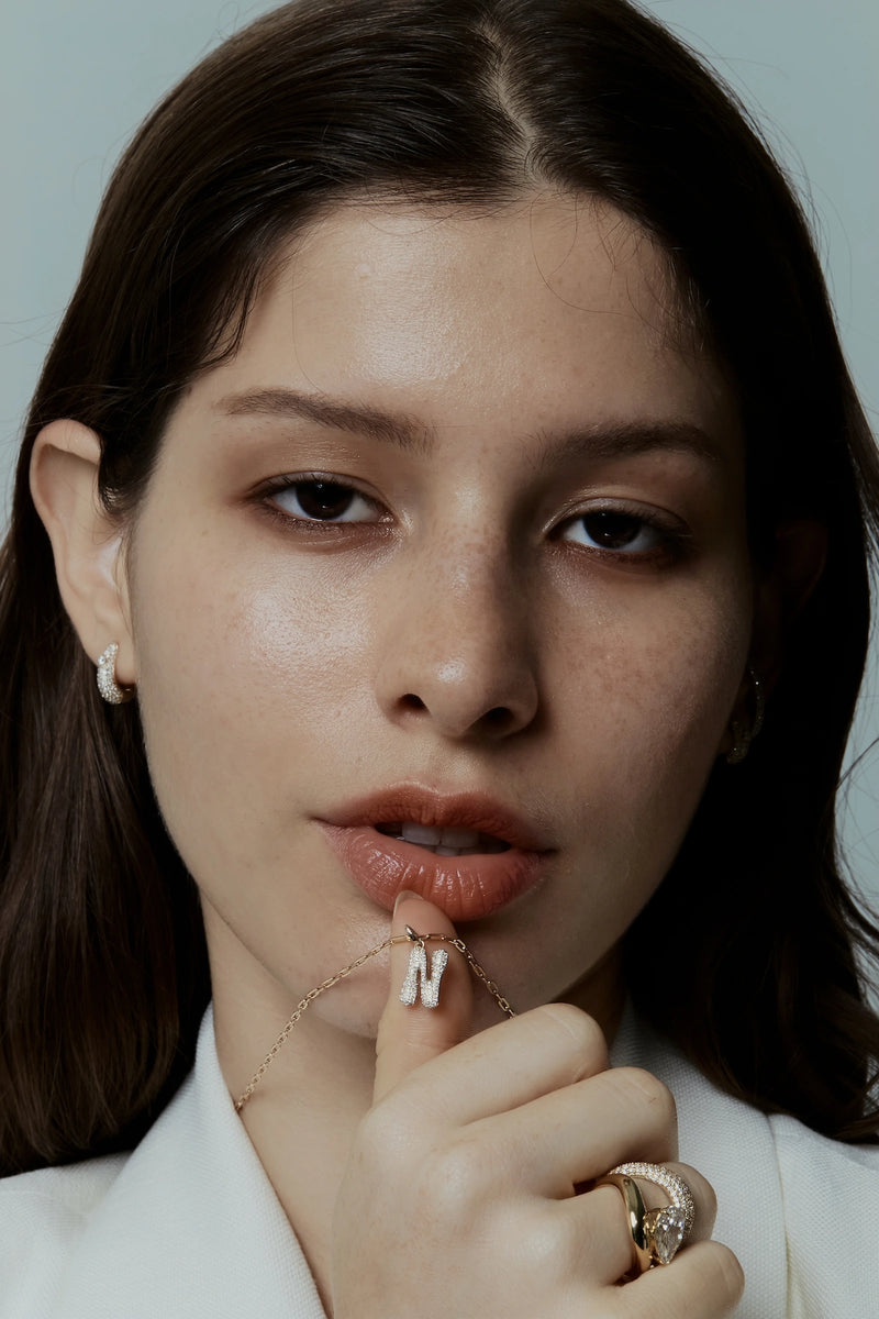 Pave Dome Letter B Necklace - PRMAL