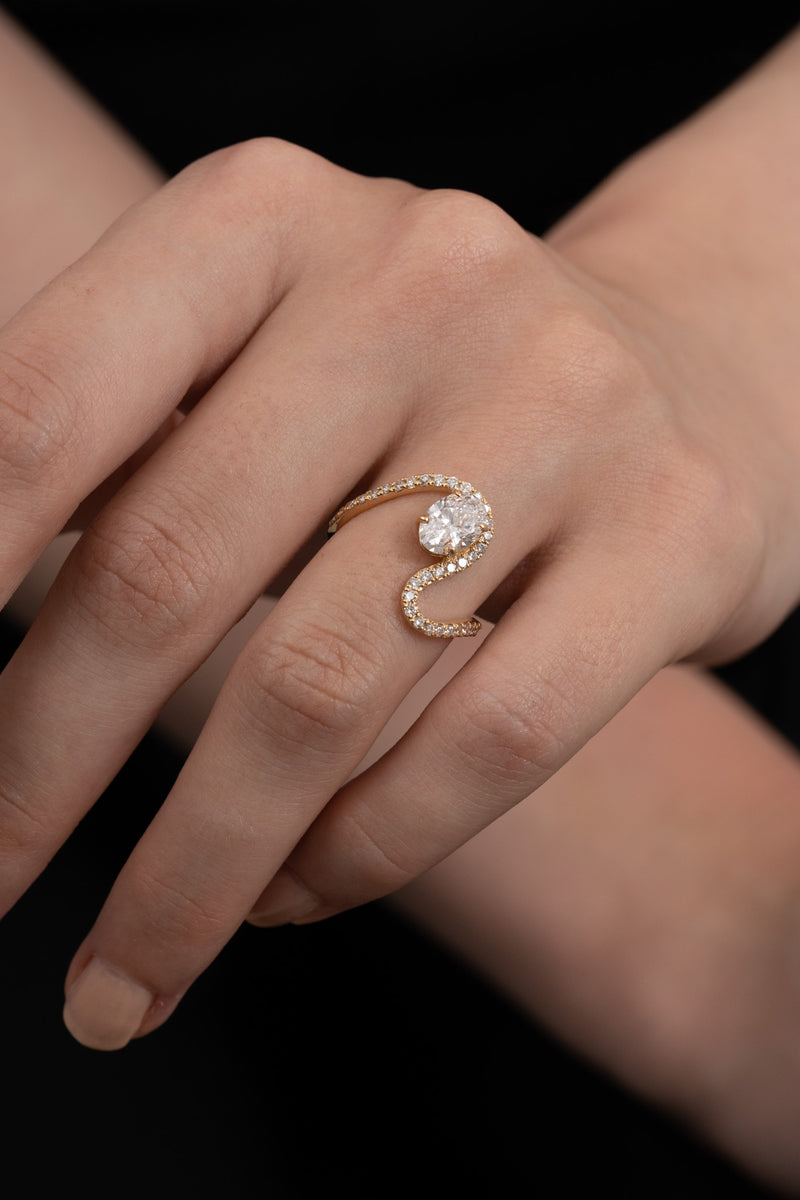 Massive 1ct Oval Wave Ring