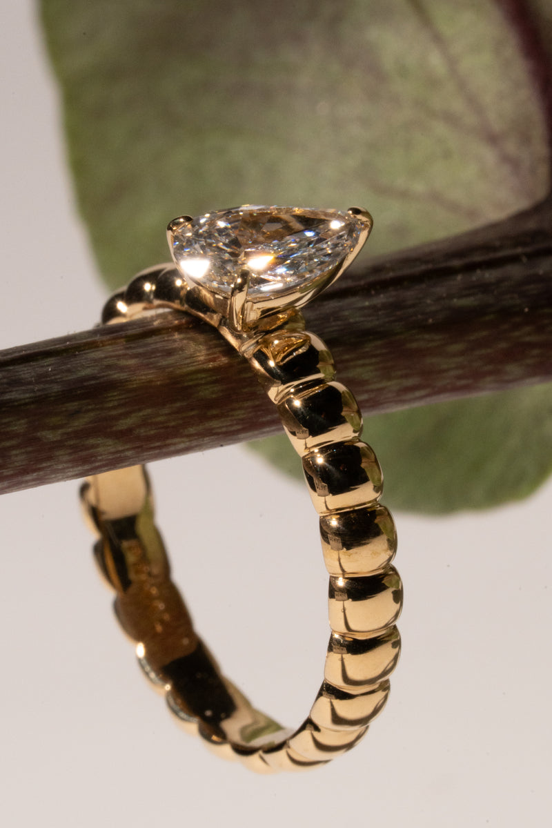 Pula Puff Solitaire Ring [Pear] - PRMAL