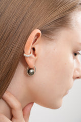 Black Pearl Oval Earring L - PRMAL