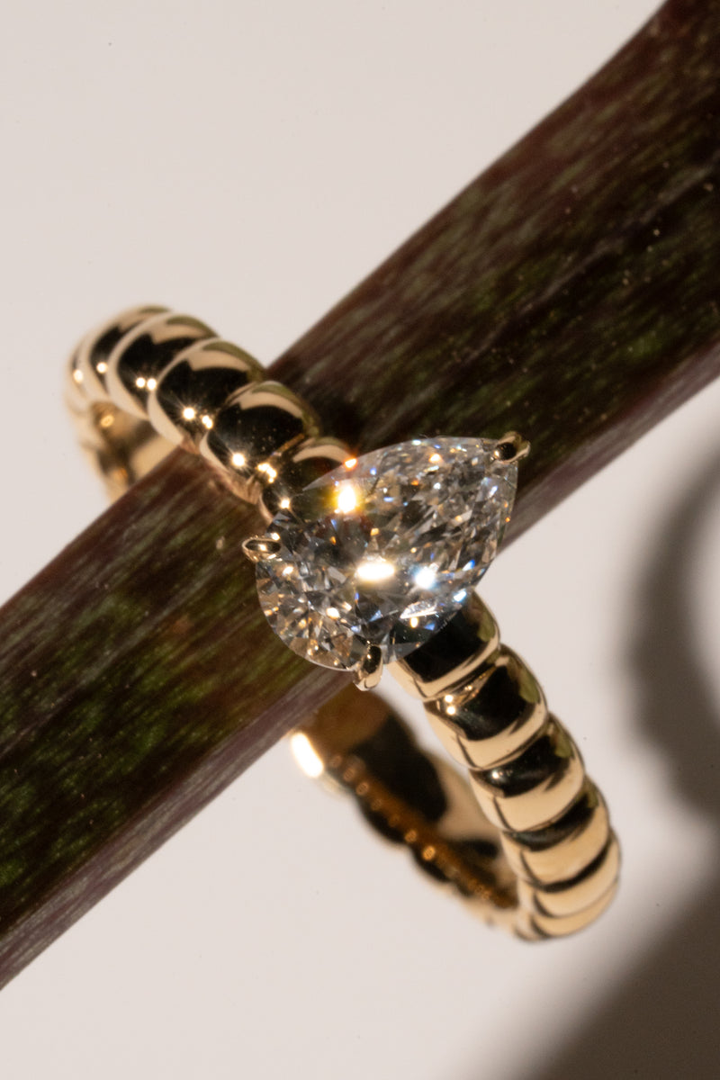 Pula Puff Solitaire Ring [Pear] - PRMAL