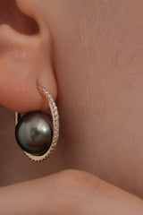 Black Pearl Oval Earring L - PRMAL