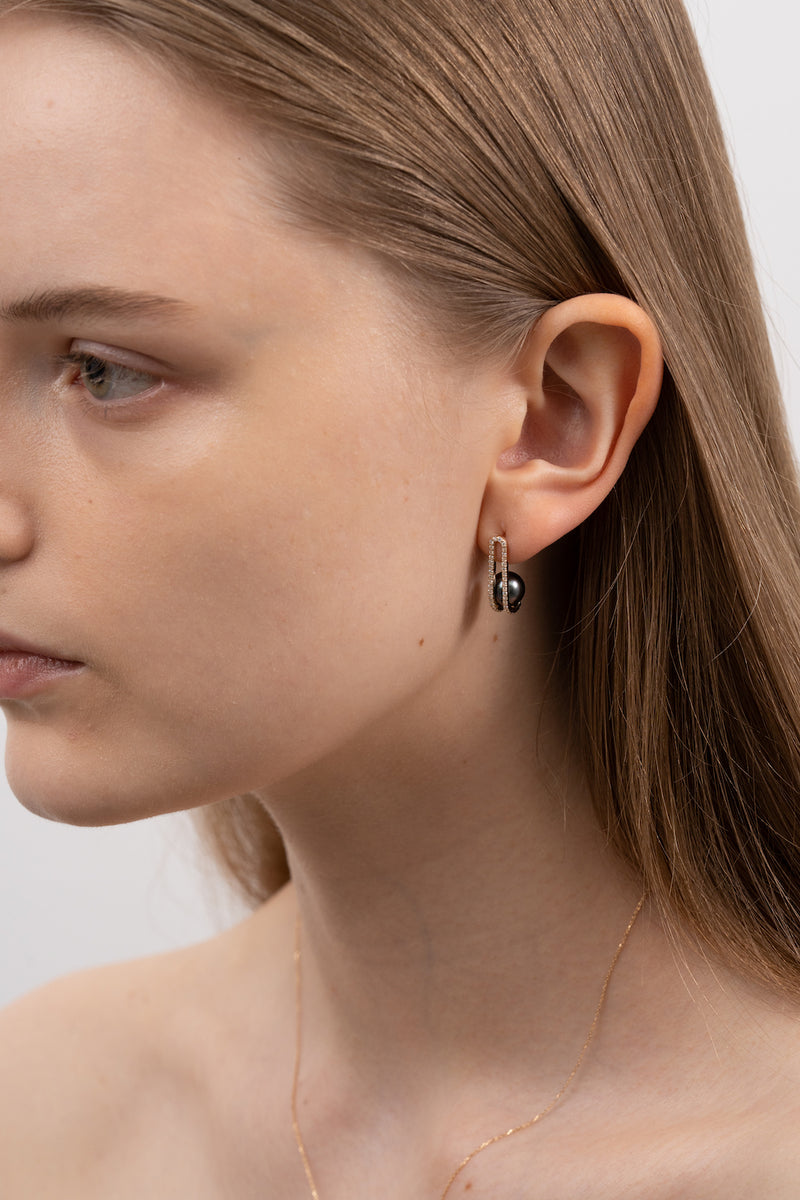 Double Lift Black Pearl Earring - PRMAL