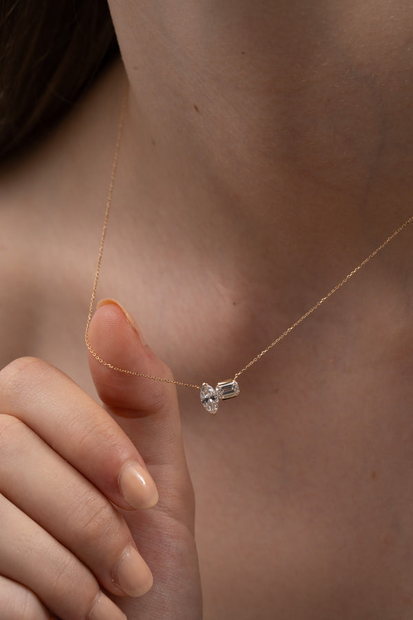Marquise Emerald Duo Necklace - PRMAL