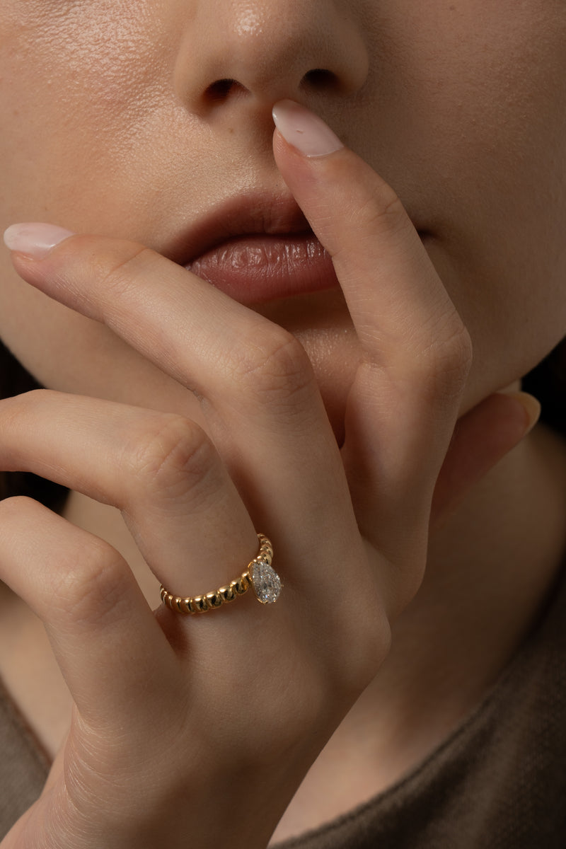 Pula Puff Solitaire Ring [Pear] - PRMAL
