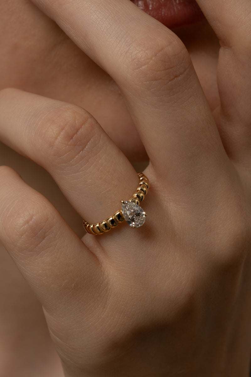 Pula Puff Solitaire Ring [Pear] - PRMAL