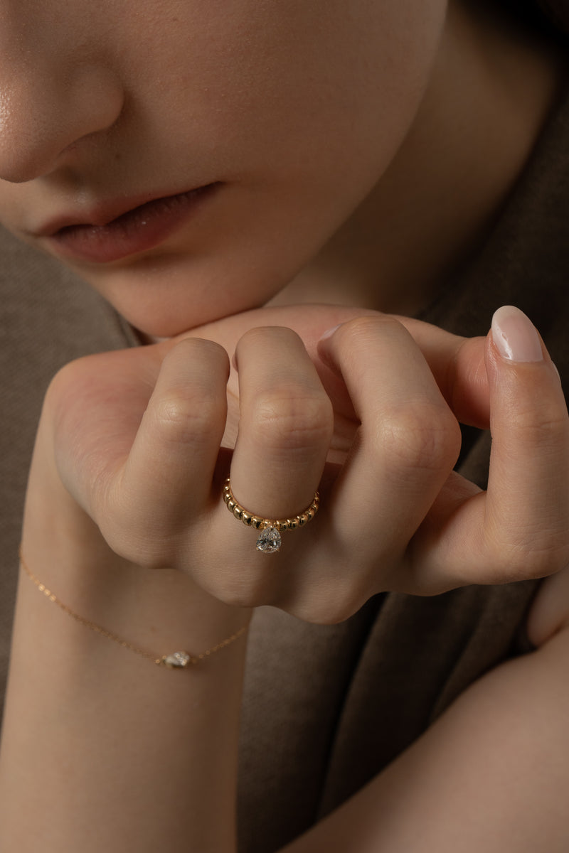 Pula Puff Solitaire Ring [Pear] - PRMAL