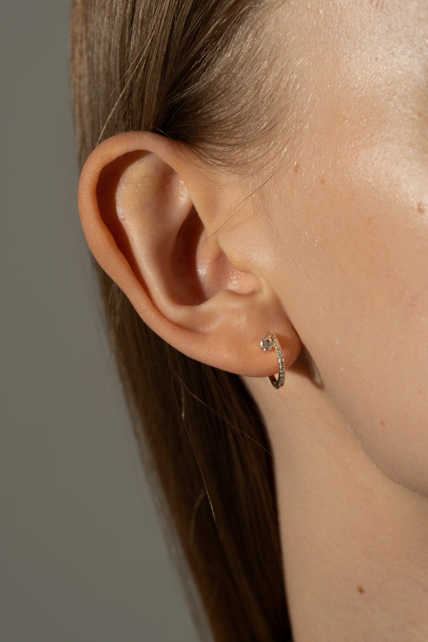 Glacier Floating Emerald Hoop Earring - PRMAL