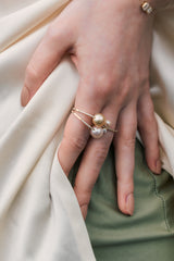 Golden Pearl Oval Ring