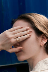 Golden Pearl Oval Ring