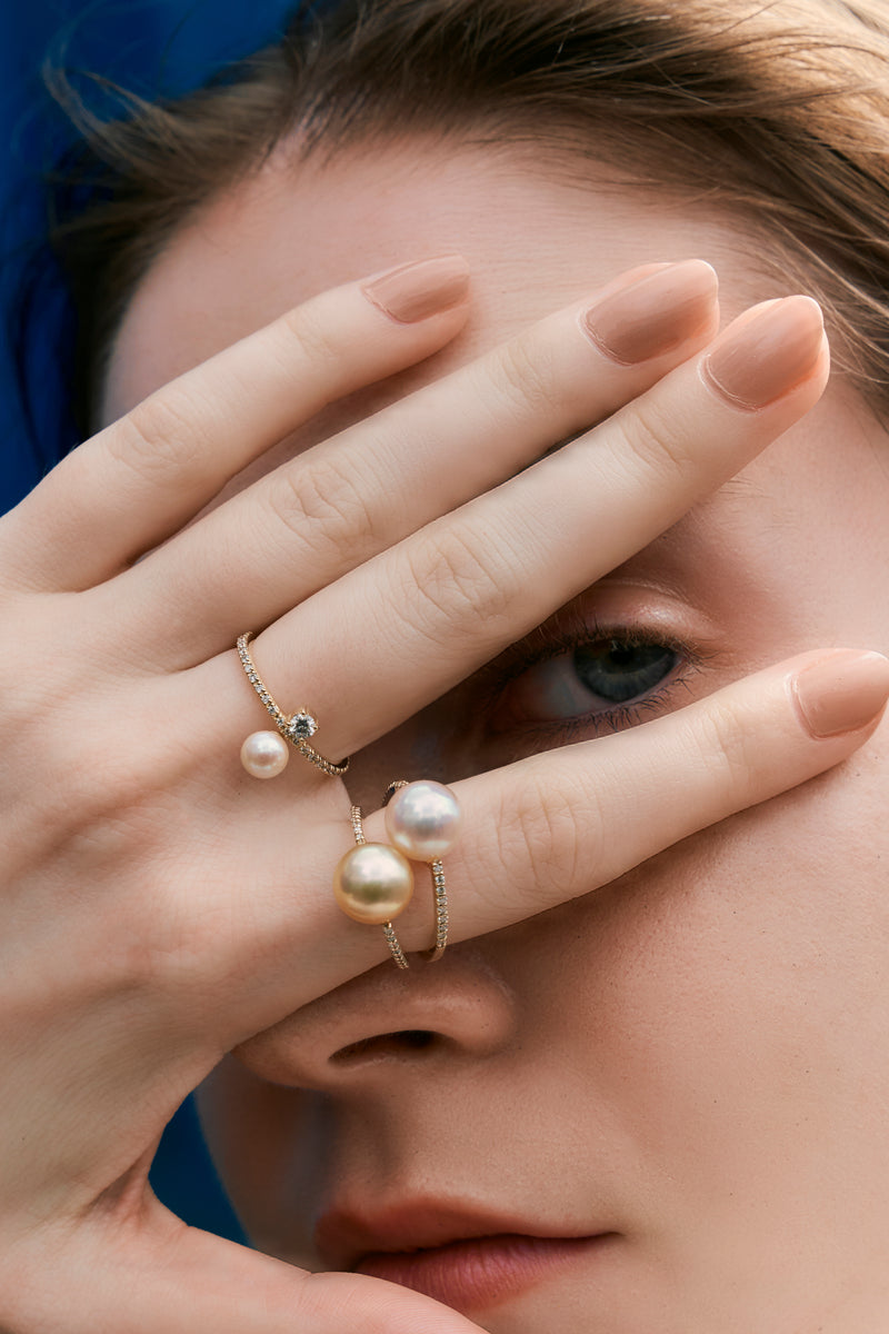 Golden Pearl Oval Ring