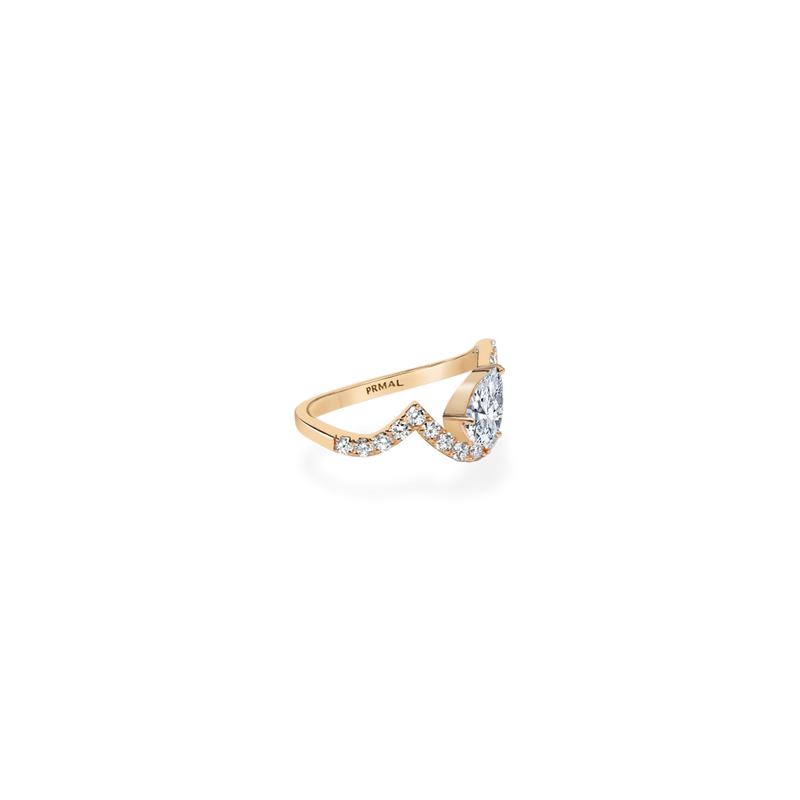 Infinity Pear Cross Wave Ring - PRMAL