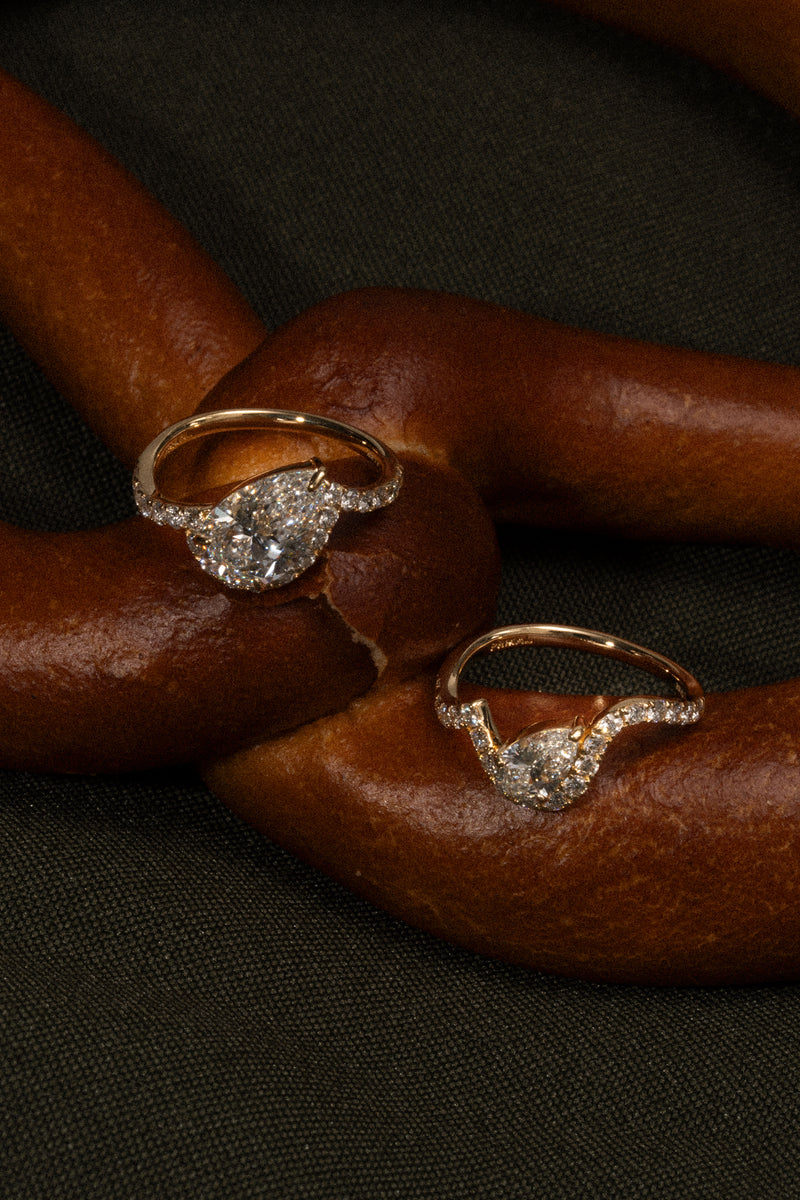 Infinity Pear Cross Wave Ring - PRMAL
