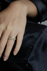 Infinity Pear Cross Wave Ring - PRMAL