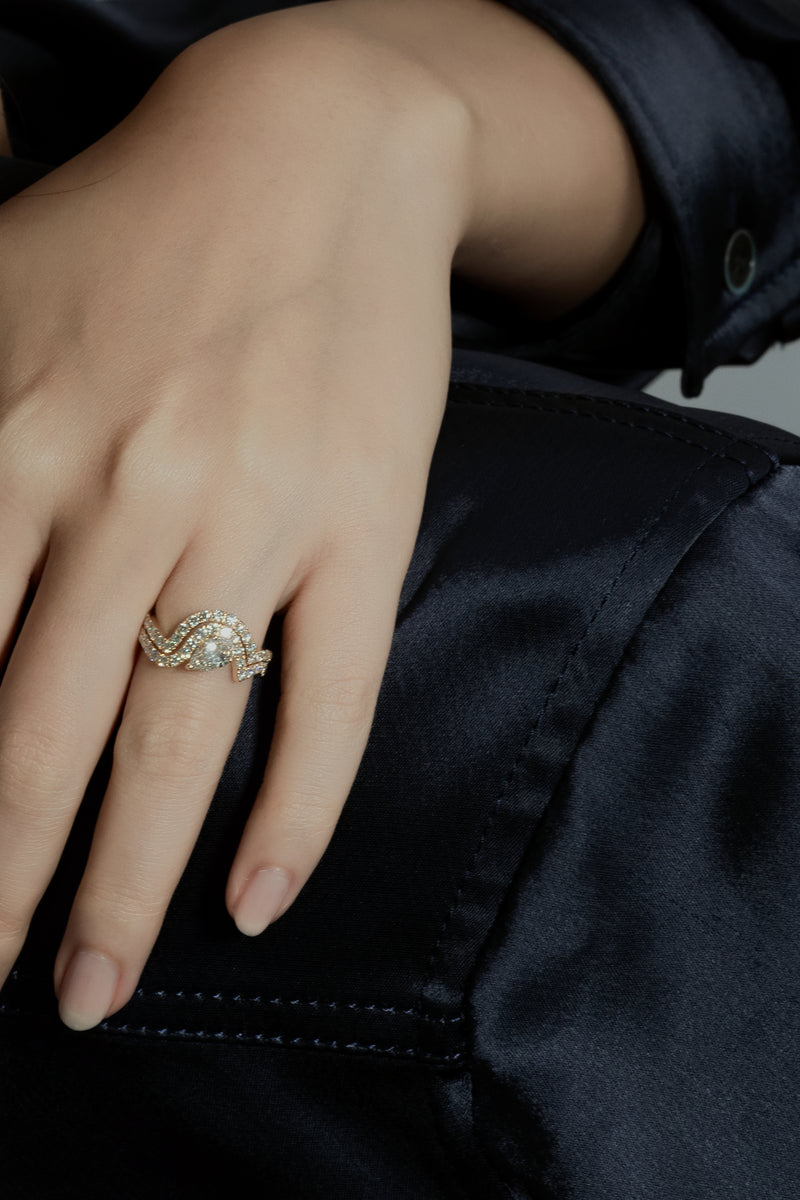 Infinity Pear Cross Wave Ring - PRMAL