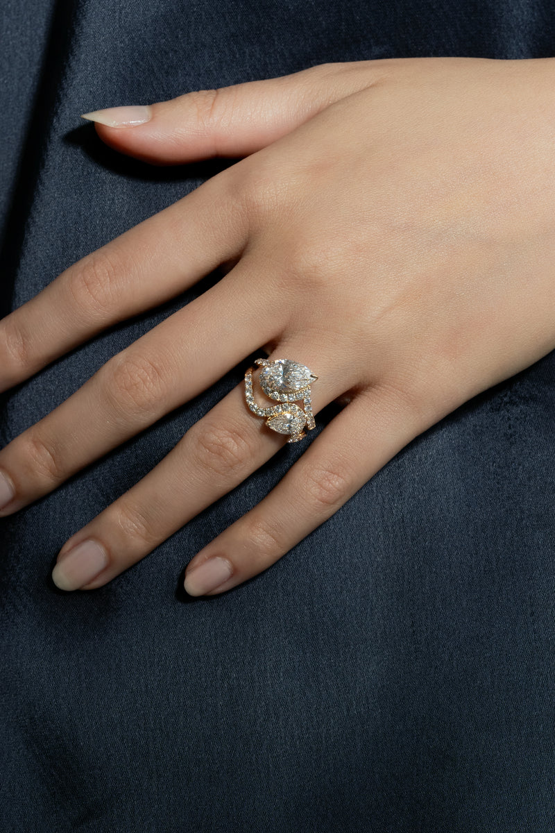 Infinity Pear Twin Wave Ring - PRMAL