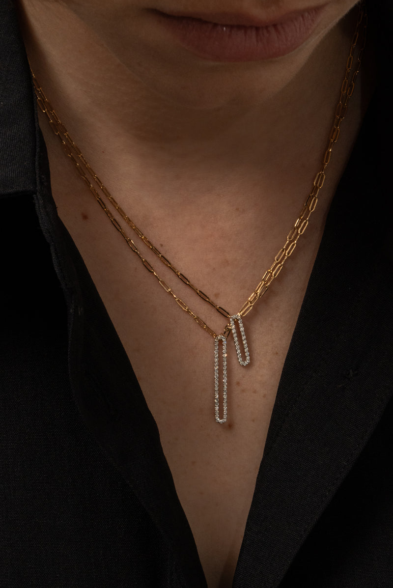 Pave Long Clip Necklace