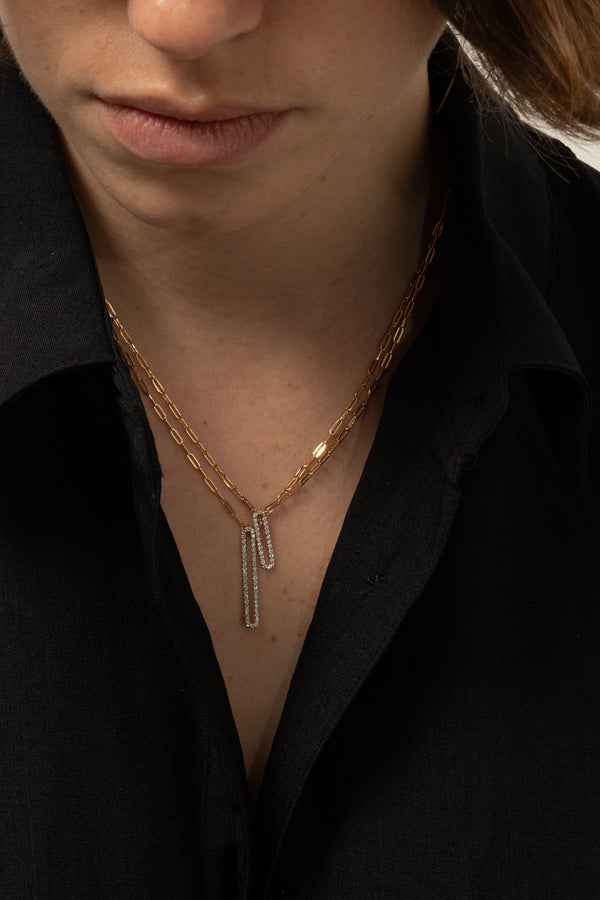 Pave Long Clip Necklace - PRMAL