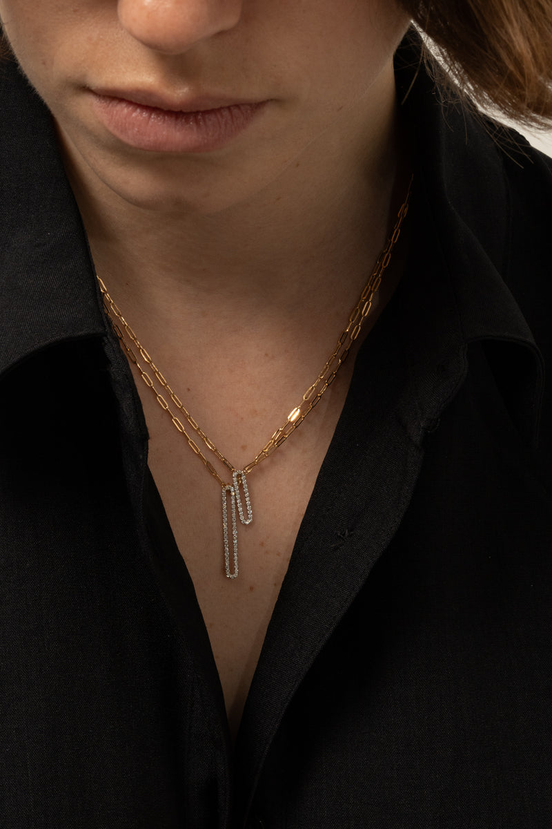 Pave Clip Necklace - PRMAL