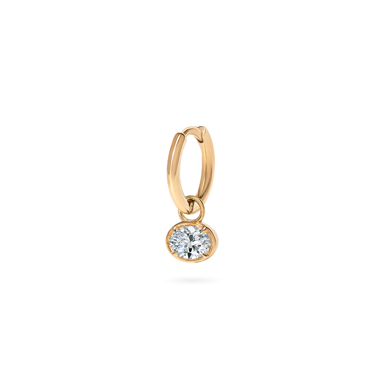 0.3ct Oval Diamond Hoop Charm - PRMAL