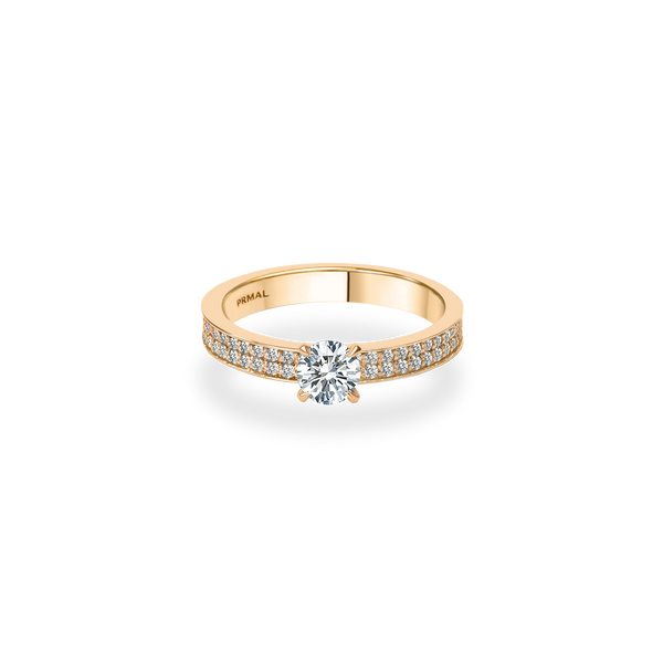 Como Solitaire Bold Pave Flat Ring - PRMAL