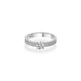 Como Solitaire Bold Pave Flat Ring - PRMAL