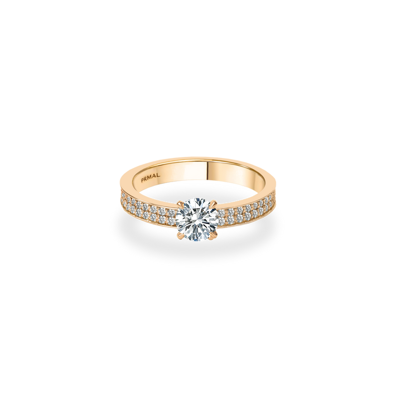 0.50ct Como Solitaire Bold Pave Flat Ring [D/VVS2/IDEAL] - PRMAL