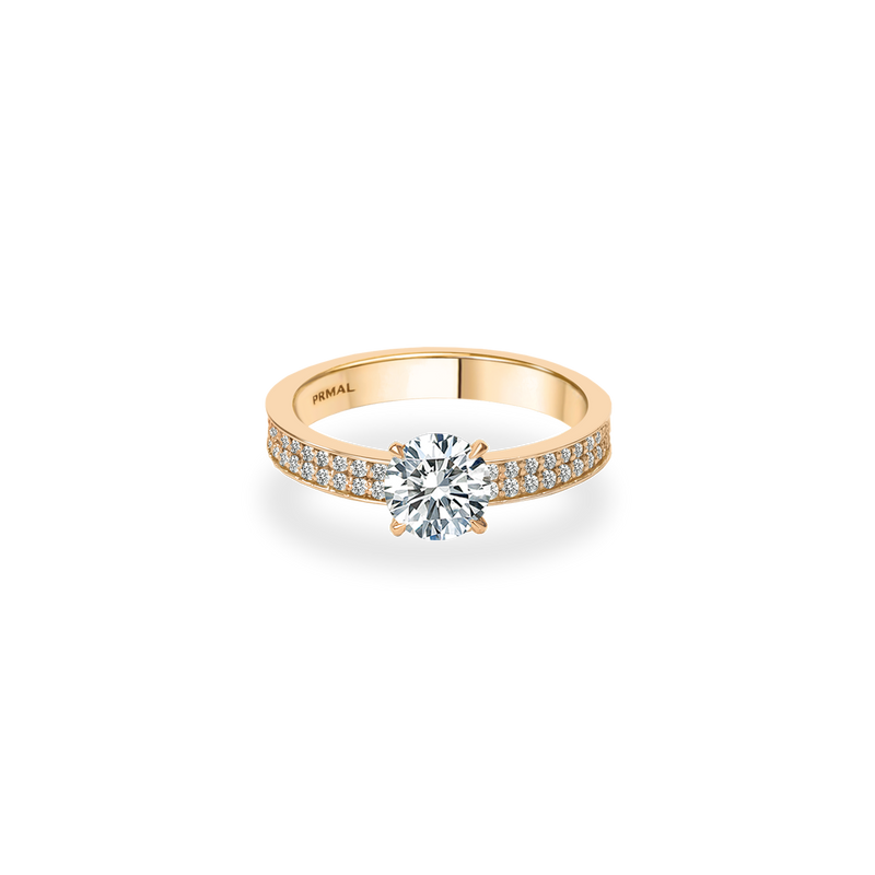 Como Solitaire Bold Pave Flat Ring - PRMAL