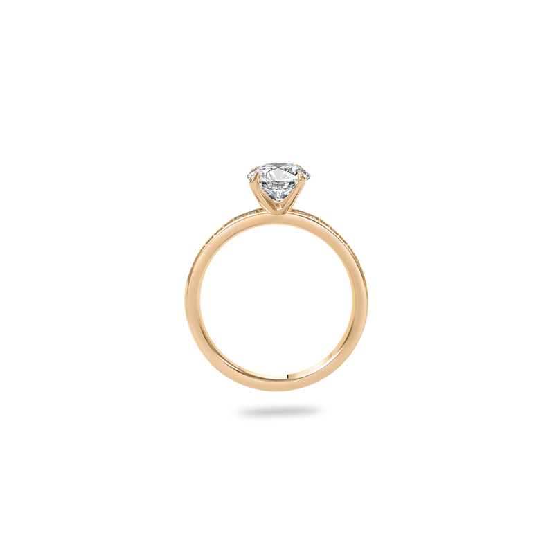 Como Solitaire Bold Pave Flat Ring - PRMAL