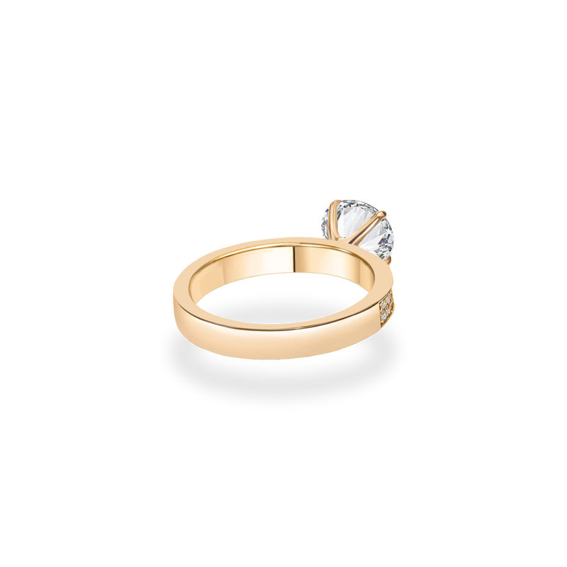 Como Solitaire Bold Pave Flat Ring - PRMAL