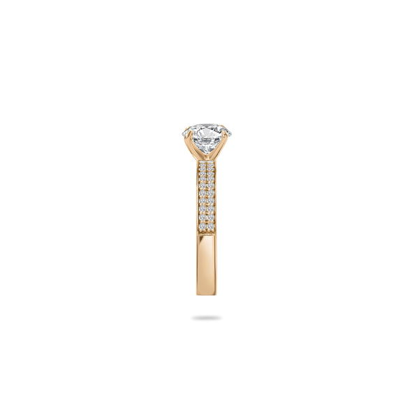 Como Solitaire Bold Pave Flat Ring - PRMAL