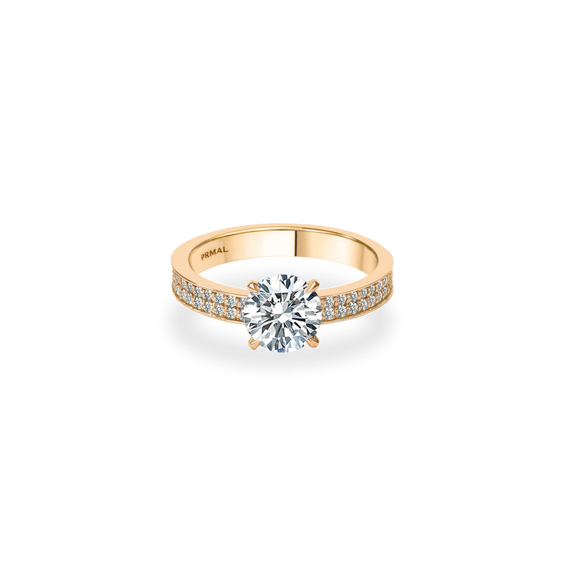 Como Solitaire Bold Pave Flat Ring - PRMAL