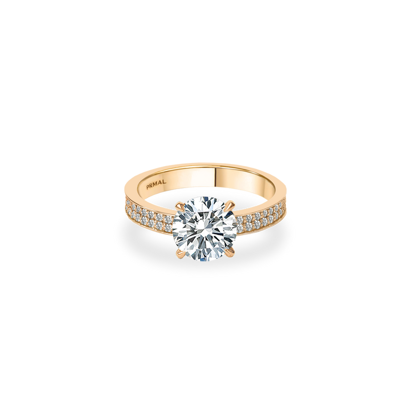 Como Solitaire Bold Pave Flat Ring - PRMAL