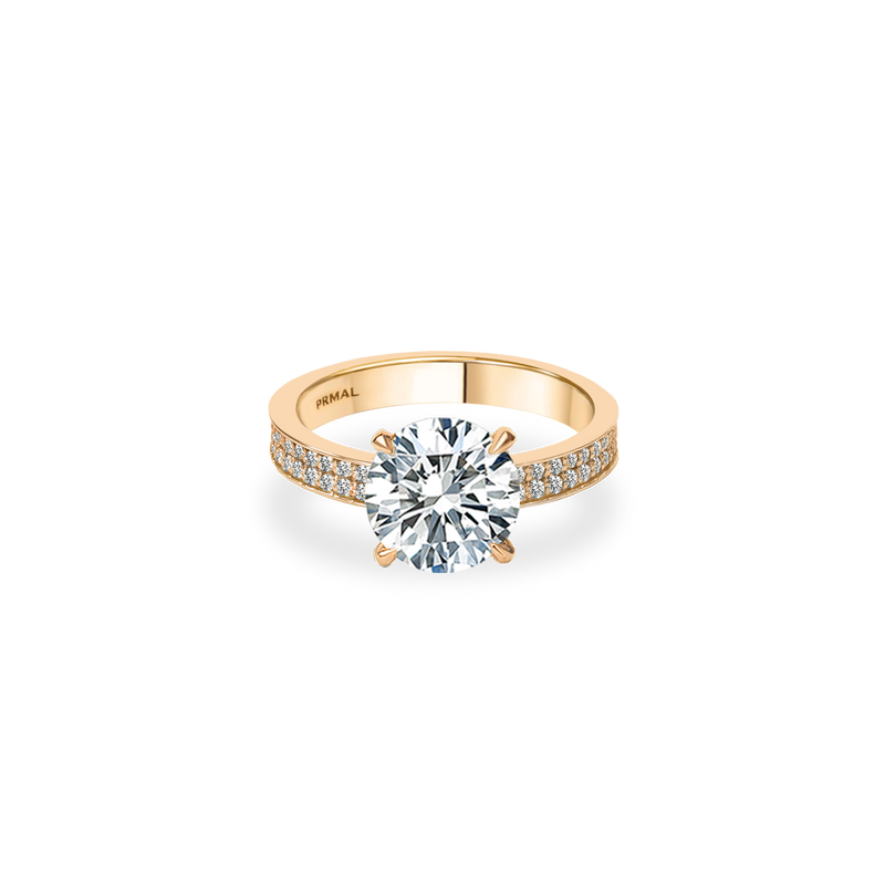 Como Solitaire Bold Pave Flat Ring - PRMAL