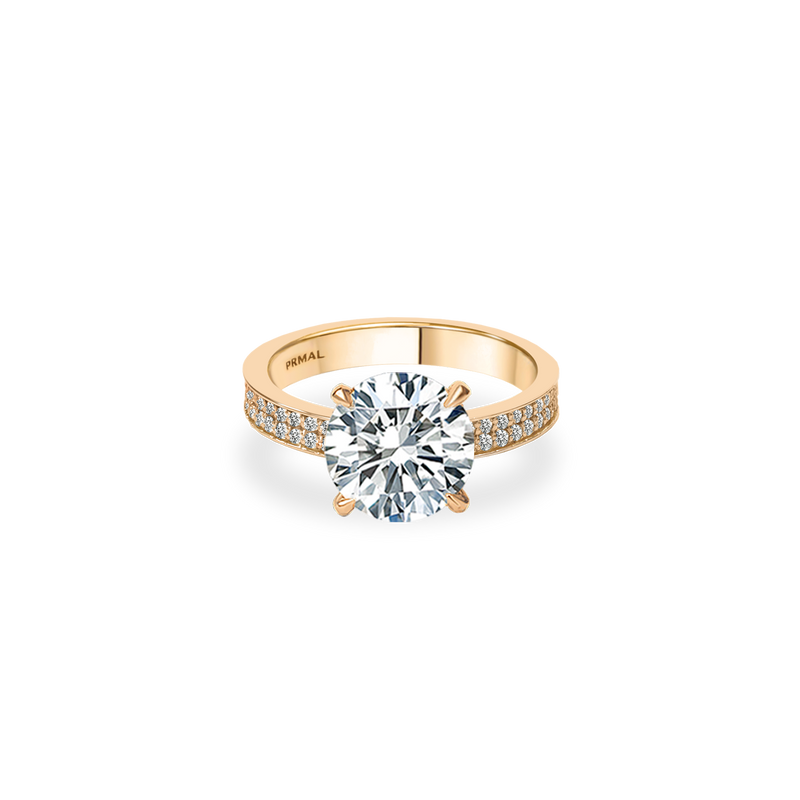 Como Solitaire Bold Pave Flat Ring - PRMAL