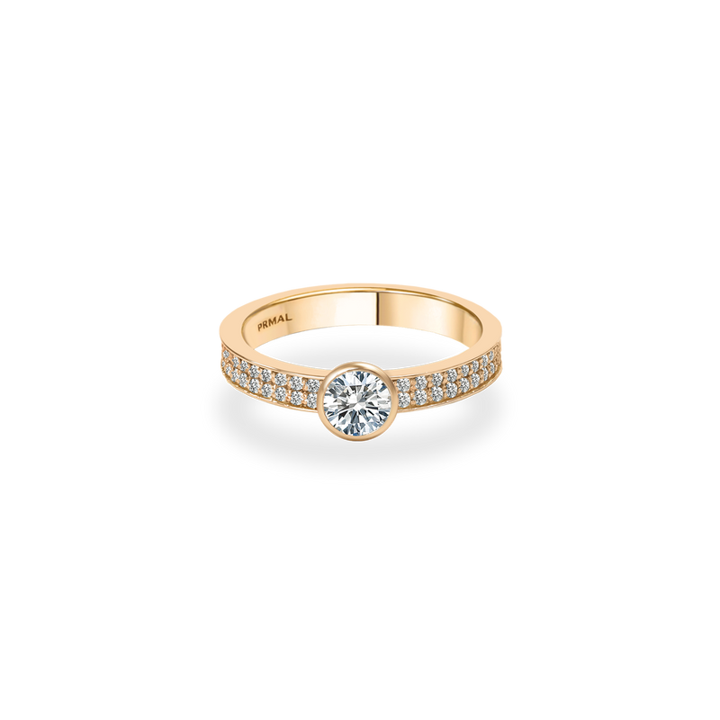 Ceri Bezel Bold Pave Flat Ring - PRMAL