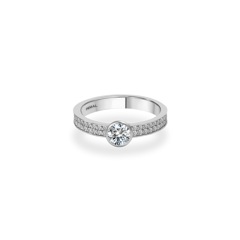 Ceri Bezel Bold Pave Flat Ring - PRMAL