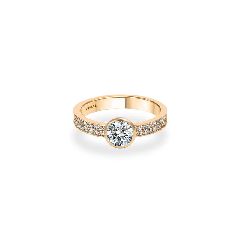 Ceri Bezel Bold Pave Flat Ring - PRMAL