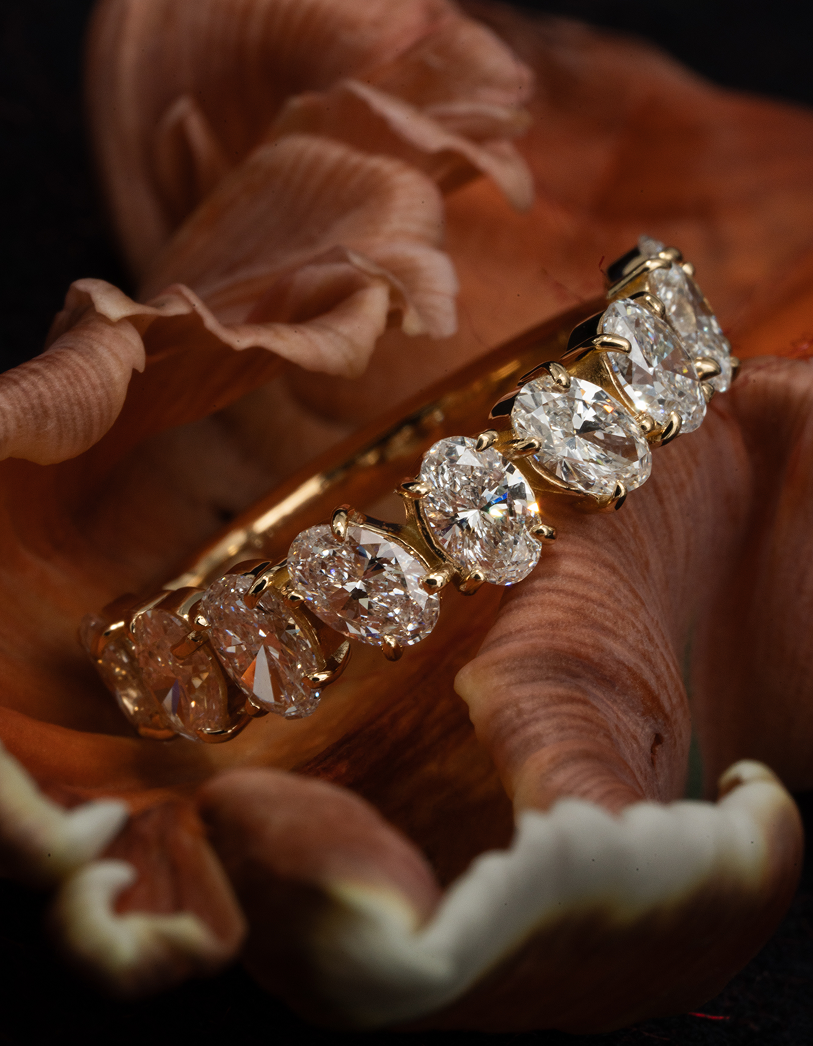 Diamond bracelet on wood shavings